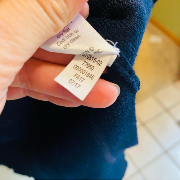 Athleta Honeycomb Merino Wool Blend Tunic Pullover Navy Sweater Size Merium - Picture 6 of 6